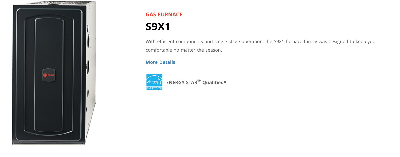 Trane S9X1 80,000 BTU Gas Furnace. 