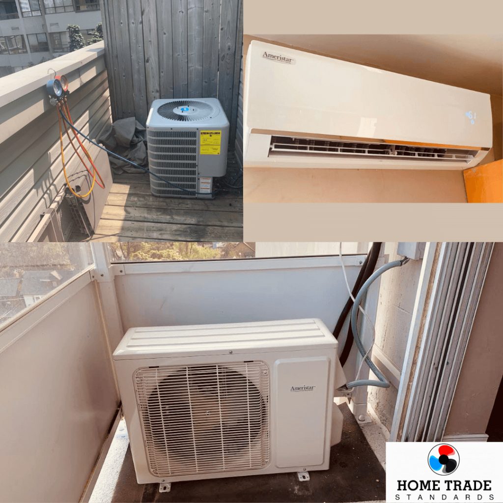 Condo-Ductless-Air Conditioner-Heat-Pump-Installation-Toronto-Outdoor-Indoor-Unit