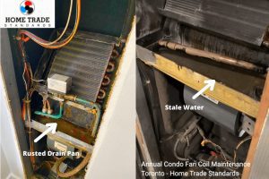 Rusted Drain Pan Causes Slow Drainage Inside Condo Fan Coil Units