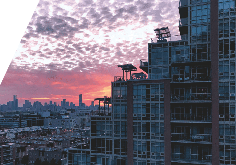 Toronto Condo's during a sunset